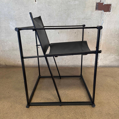 Postmodern Black Leather + Metal Armchair By Radboud Van Beekum For Pastoe #4