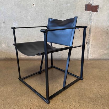 Postmodern Black Leather + Metal Armchair By Radboud Van Beekum For Pastoe #4