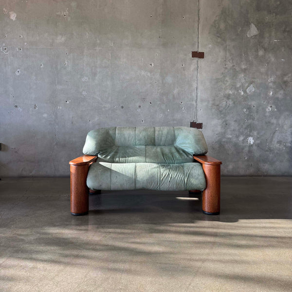 Leather + Dalmwood Love Seat By Pacific Green Product Image