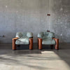 Leather + Palmwood Pair Of Lounge Chairs By Pacific Green Product Image