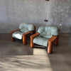 Leather + Palmwood Pair Of Lounge Chairs By Pacific Green Product Image