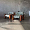 Leather + Palmwood Pair Of Lounge Chairs By Pacific Green Product Image