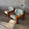 Leather + Palmwood Pair Of Lounge Chairs By Pacific Green Product Image