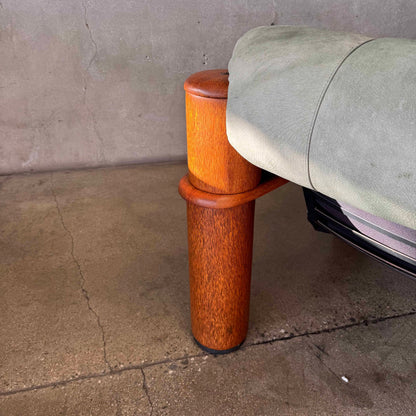 Pair of Leather + Palmwood Pair Of Lounge Chairs By Pacific Green