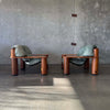 Leather + Palmwood Pair Of Lounge Chairs By Pacific Green Product Image