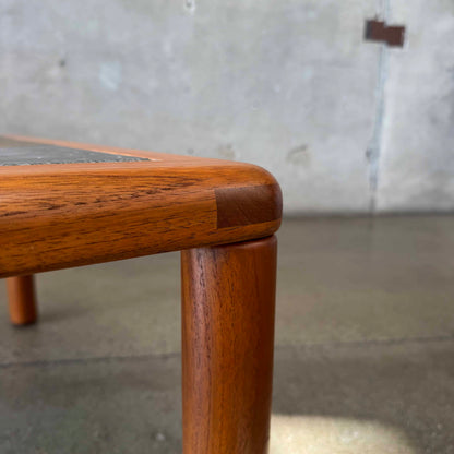 Teak + Slate Corner Table/ Coffee Table By Hasleu, Denmark 1970s