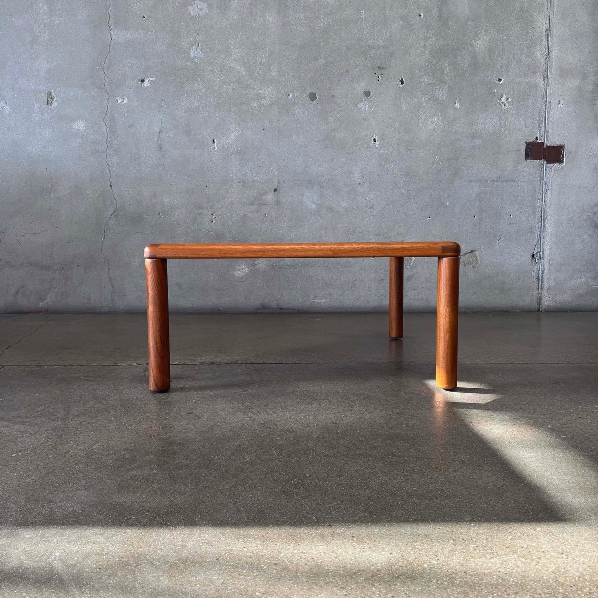 Teak + Slate Corner Table/ Coffee Table By Hasleu, Denmark 1970s