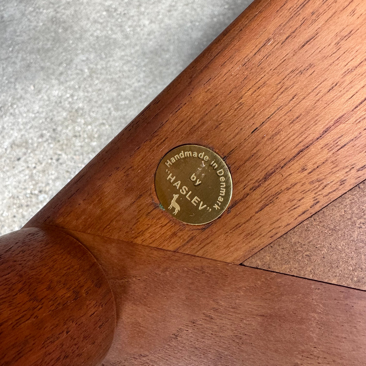 Teak + Slate Corner Table/ Coffee Table By Hasleu, Denmark 1970s