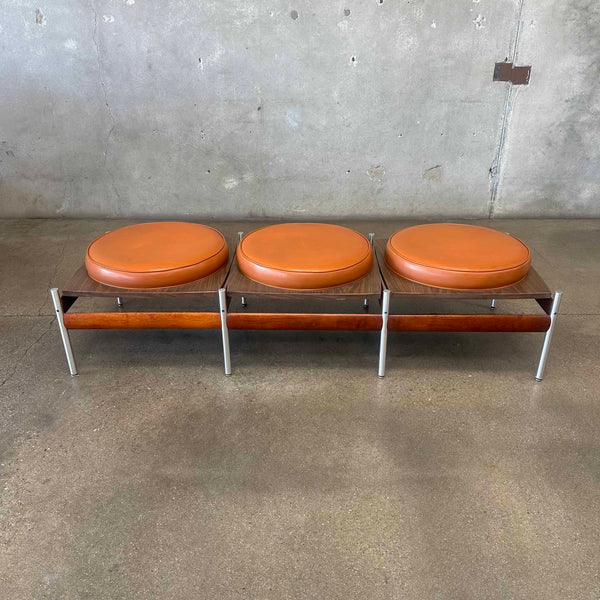 MCM Danish 3 Set Teak & Aluminum Bench As-Is