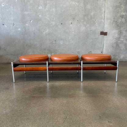 MCM Danish 3 Set Teak & Aluminum Bench As-Is