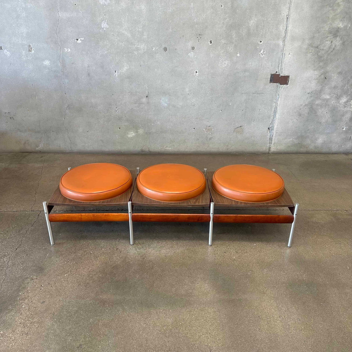 MCM Danish 3 Set Teak & Aluminum Bench As-Is