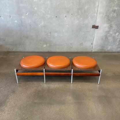 MCM Danish 3 Set Teak & Aluminum Bench As-Is