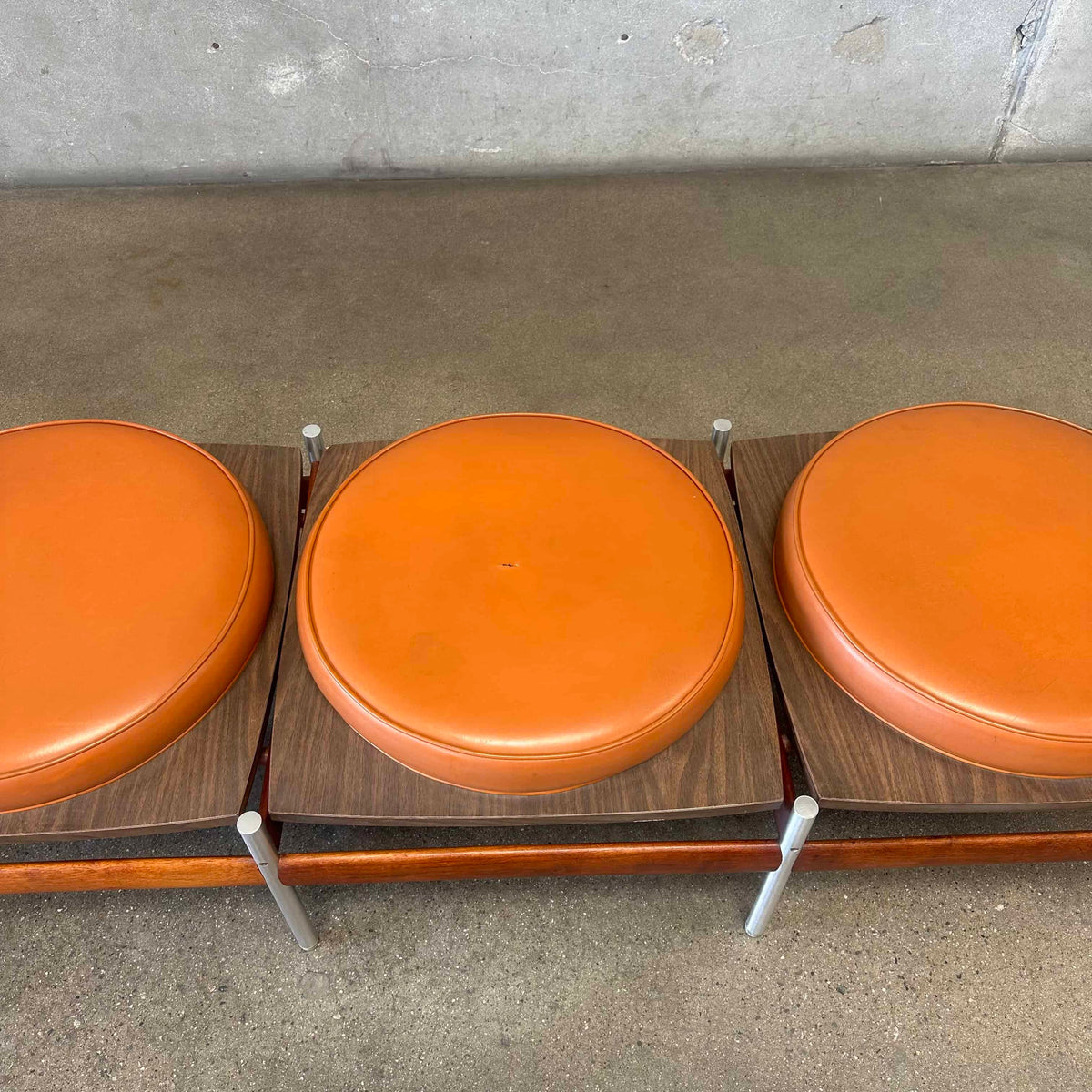 MCM Danish 3 Set Teak & Aluminum Bench As-Is