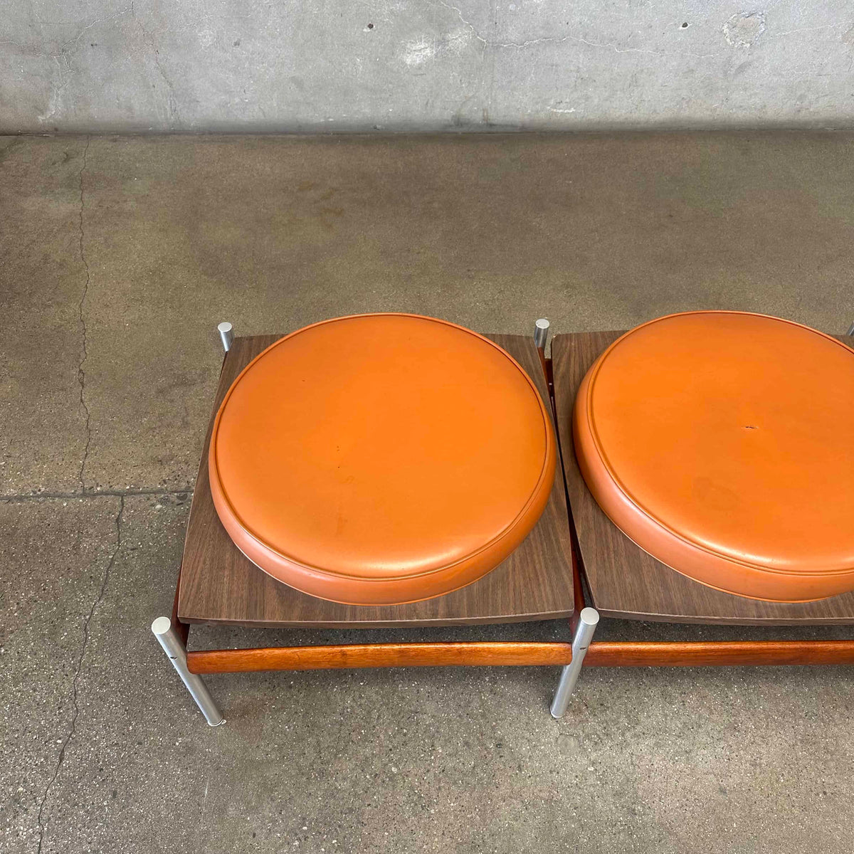 MCM Danish 3 Set Teak & Aluminum Bench As-Is