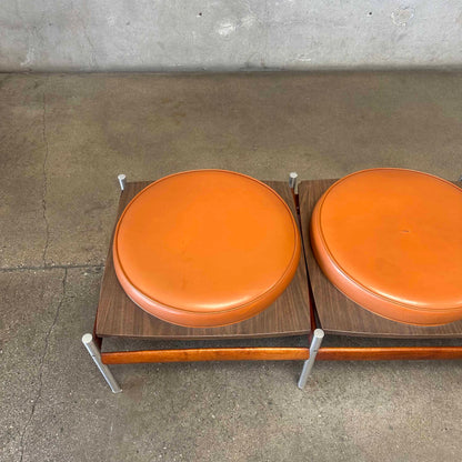 MCM Danish 3 Set Teak & Aluminum Bench As-Is