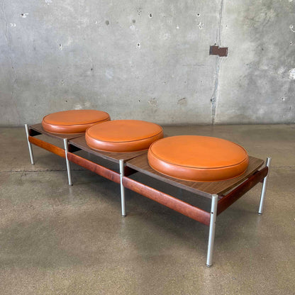 MCM Danish 3 Set Teak & Aluminum Bench As-Is