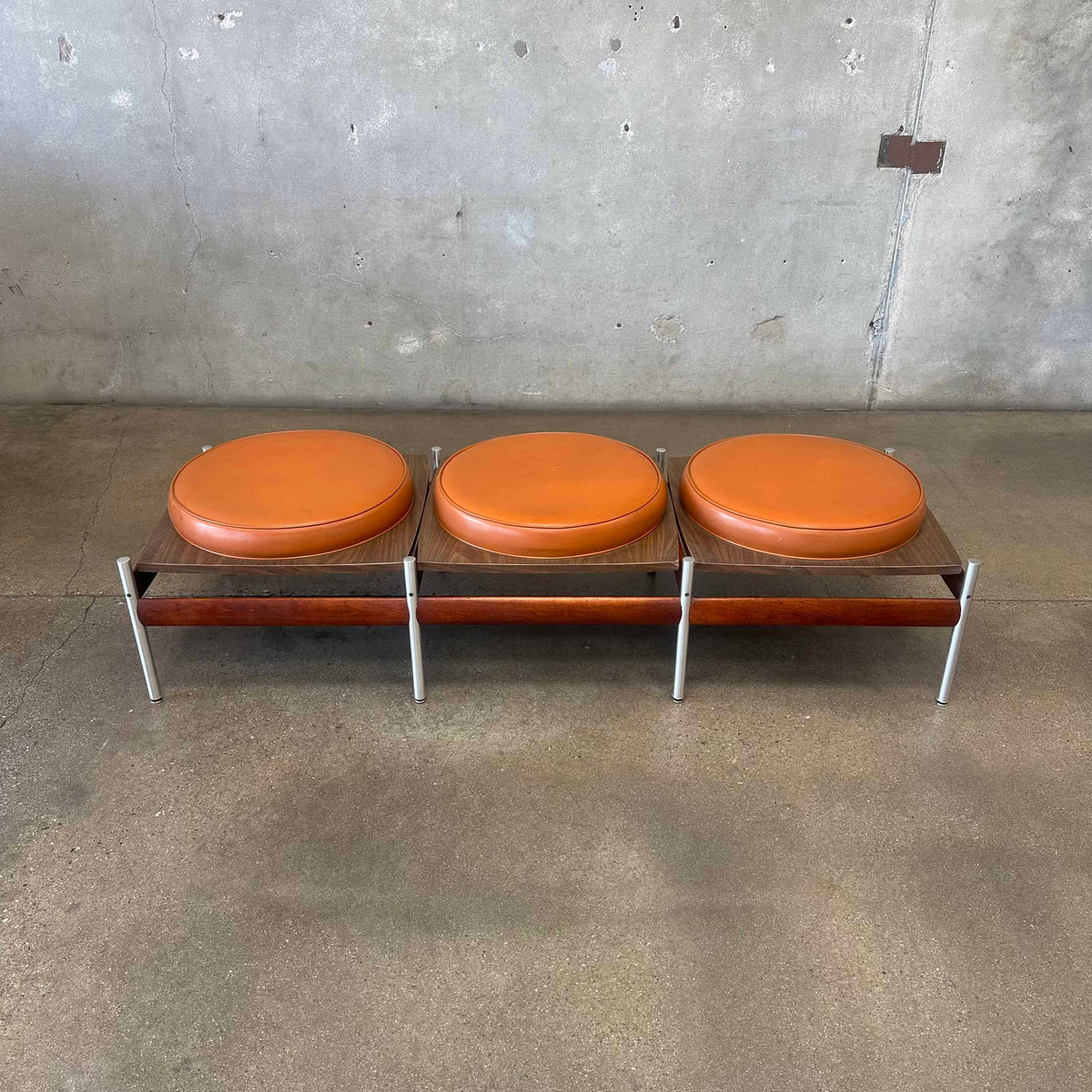 MCM Danish 3 Set Teak & Aluminum Bench As-Is