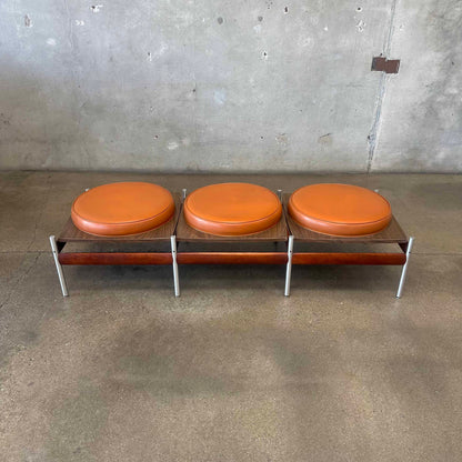 MCM Danish 3 Set Teak & Aluminum Bench As-Is