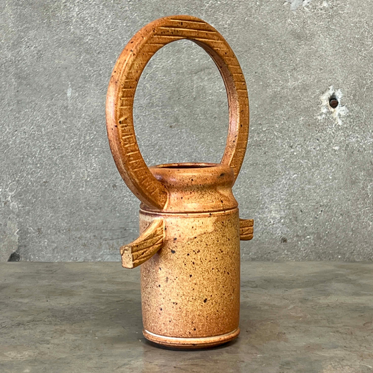 Signed + Dated Handcrafted Stoneware Vessel Studio Pottery