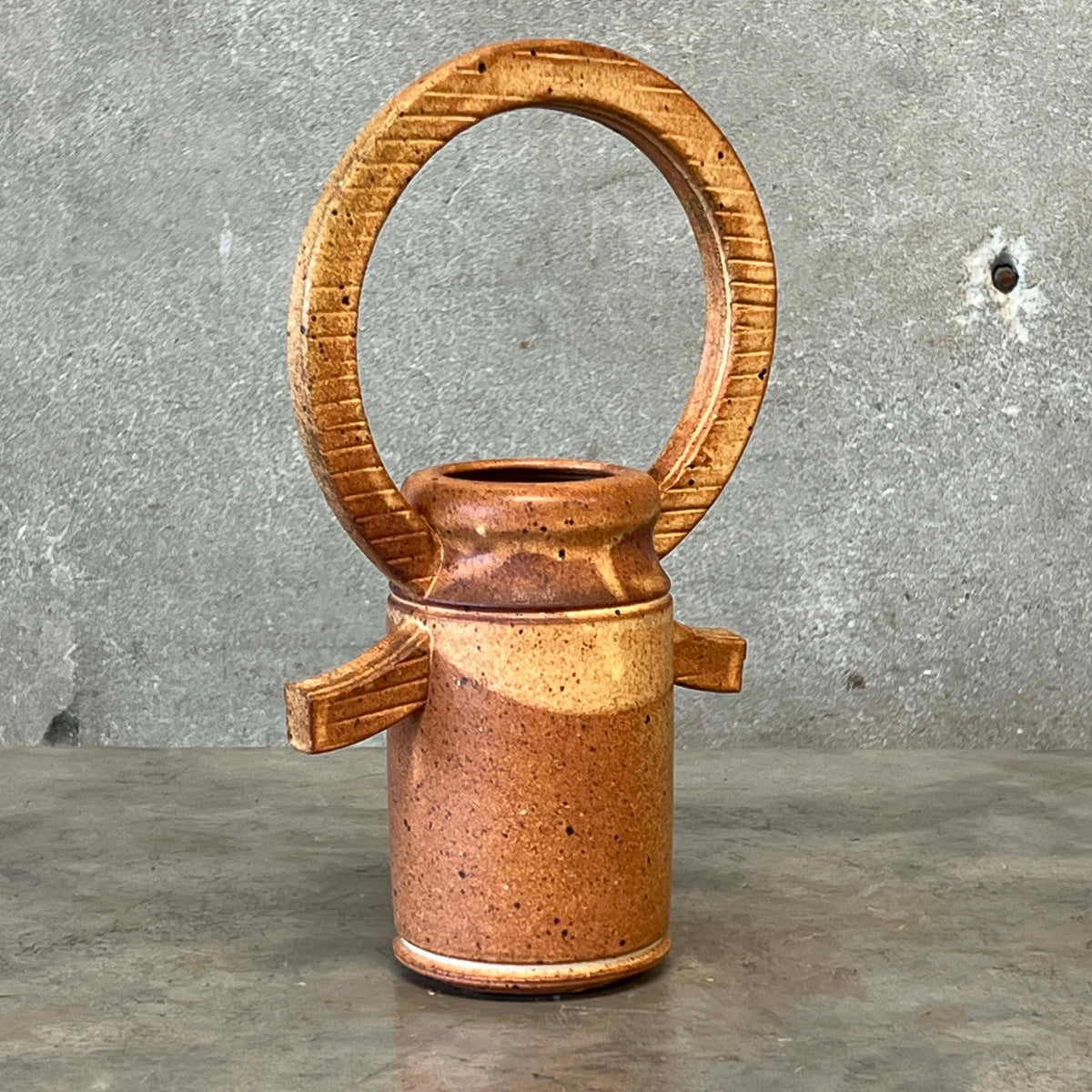Signed + Dated Handcrafted Stoneware Vessel Studio Pottery