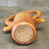 Signed + Dated Handcrafted Stoneware Vessel Studio Pottery W/ Arched Loop Handle Product Image