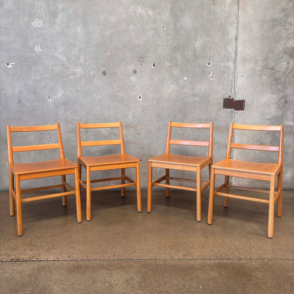 Set of 4 Light Oak Modern Chairs Made In Italy