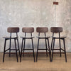 Set Of 4 Mid Century Modern Dark Walnut Barstools Made In Italy Product Image