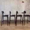 Set Of 4 Mid Century Modern Dark Walnut Barstools Made In Italy Product Image