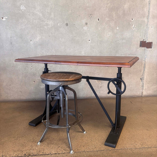 Industrial Pottery Barn Pittsburgh Crank Standing Desk With Stool Product Image