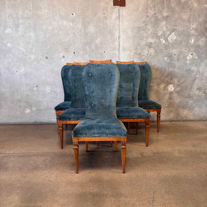 Set of Eight Burlwood Dining Chairs - Six Side Chairs & Two Arm Chairs