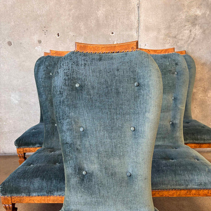 Set of Eight Burlwood Dining Chairs - Six Side Chairs & Two Arm Chairs