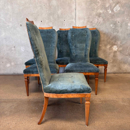 Set of Eight Burlwood Dining Chairs - Six Side Chairs & Two Arm Chairs