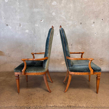 Set of Eight Burlwood Dining Chairs - Six Side Chairs & Two Arm Chairs