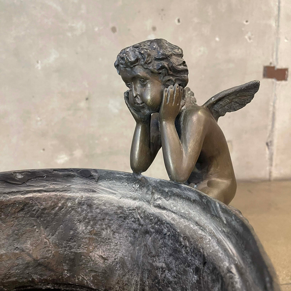 Pair of Vintage Classical Bronze Cherub Urns