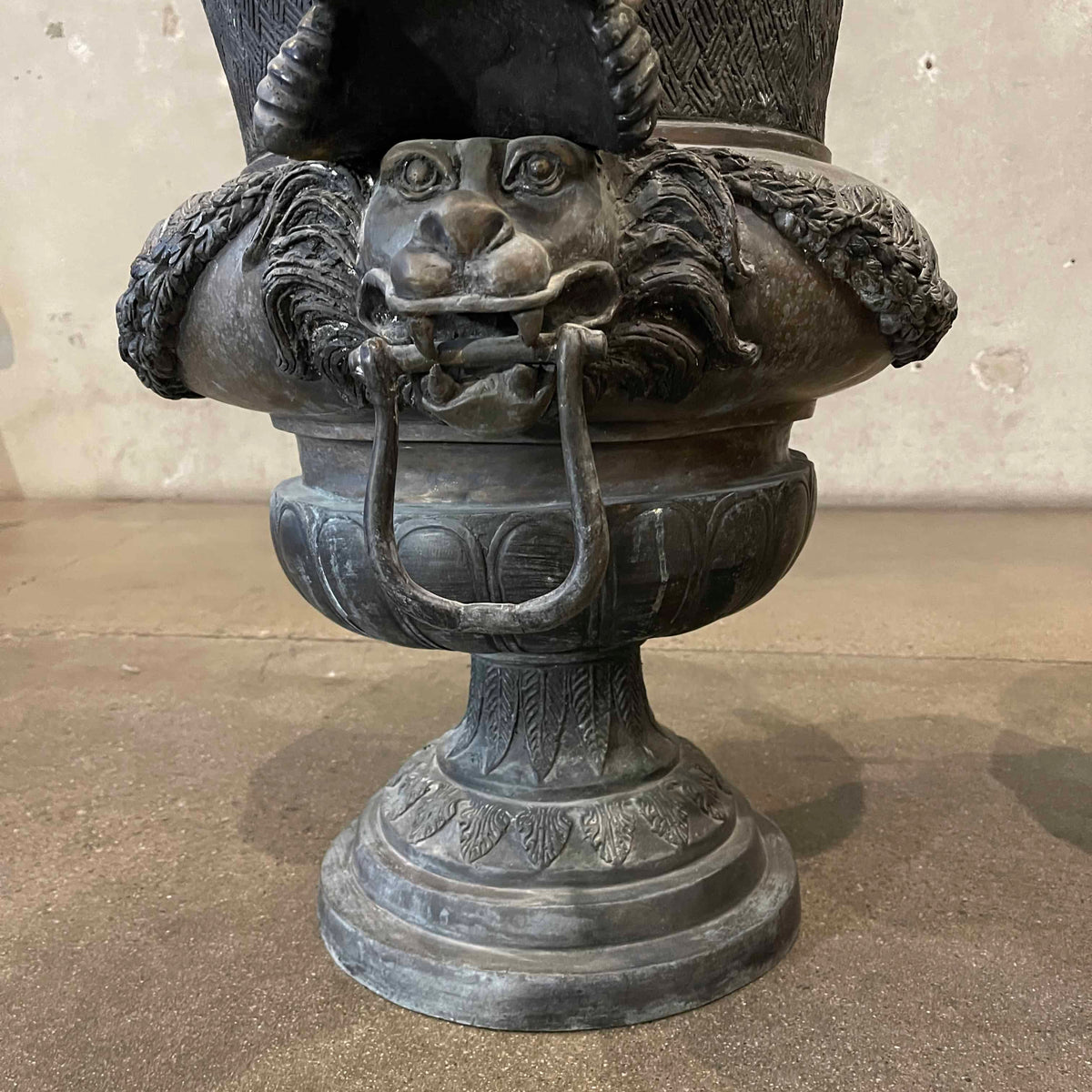 Pair of Vintage Classical Bronze Cherub Urns