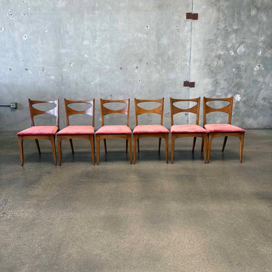 Set of 6 John Van Koert for Drexel Profile Walnut Dining Chairs