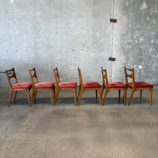 Set of 6 John Van Koert for Drexel Profile Walnut Dining Chairs