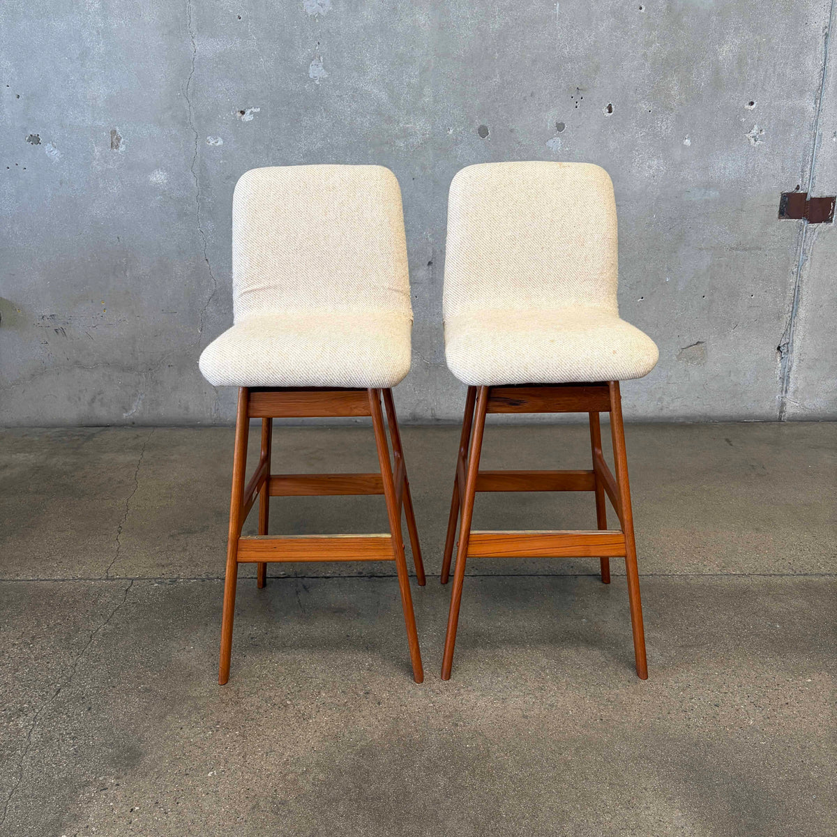 Pair of Mid Century Teak Barstools - AS IS