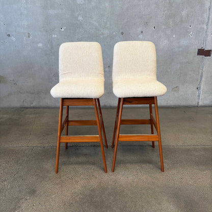 Pair of Mid Century Teak Barstools - AS IS