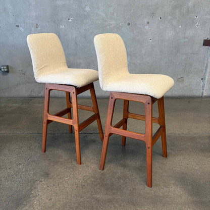 Pair of Mid Century Teak Barstools - AS IS