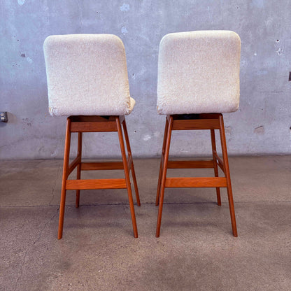 Pair of Mid Century Teak Barstools - AS IS