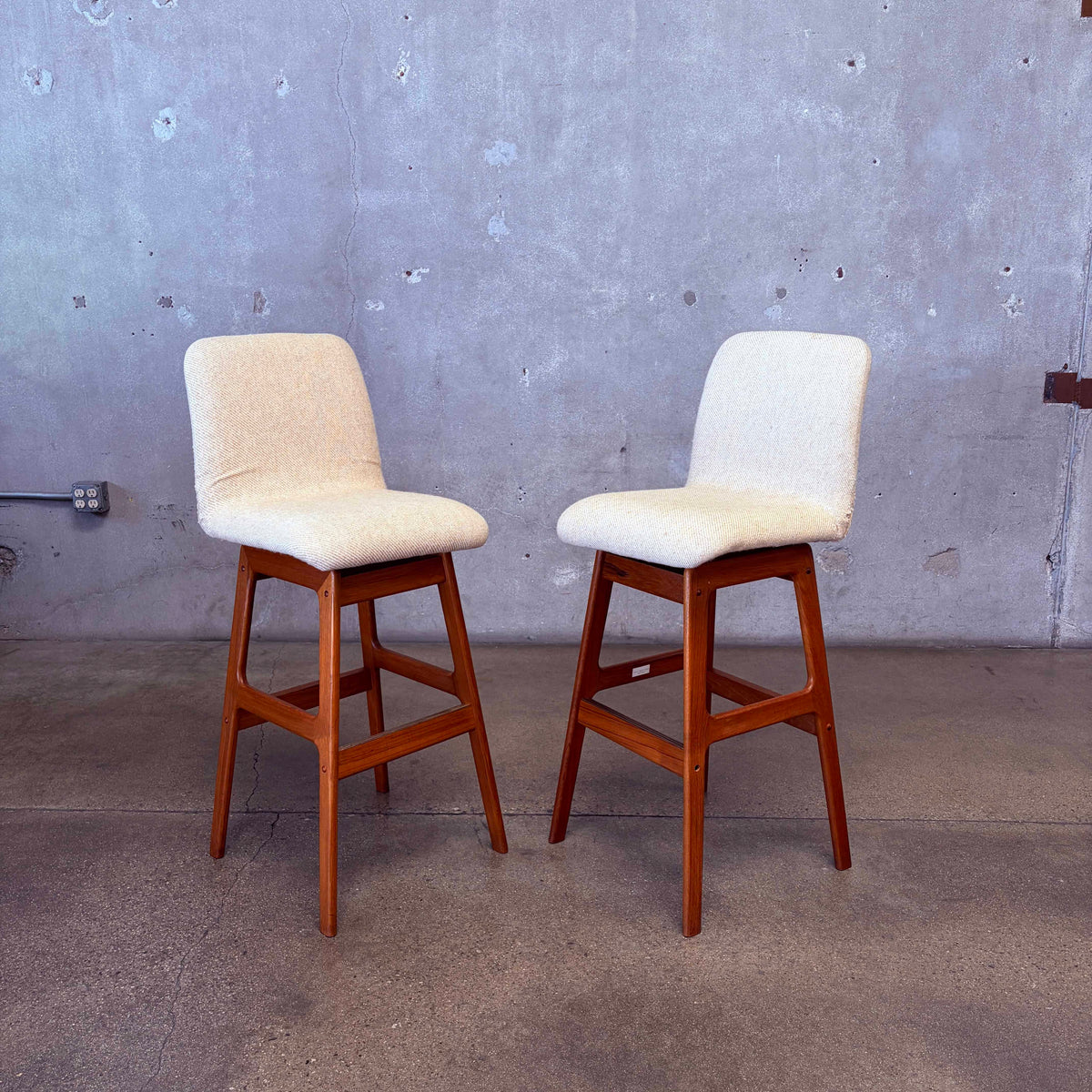 Pair of Mid Century Teak Barstools - AS IS