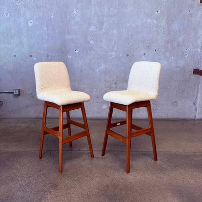 Pair of Mid Century Teak Barstools - AS IS