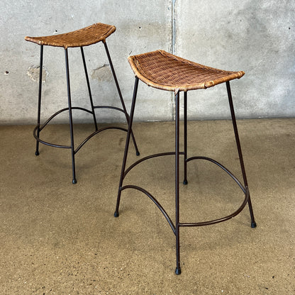 Pair Of Vintage Arthur Umanoff Style Counter Height Barstools