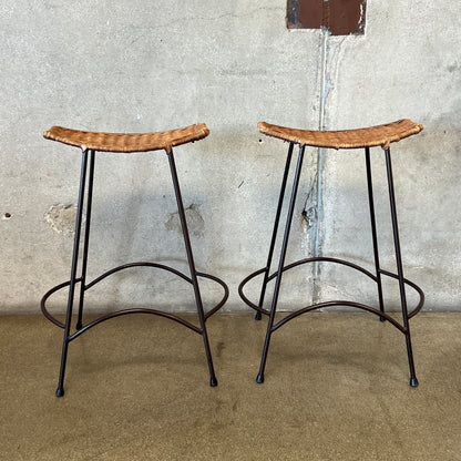 Pair Of Vintage Arthur Umanoff Style Counter Height Barstools
