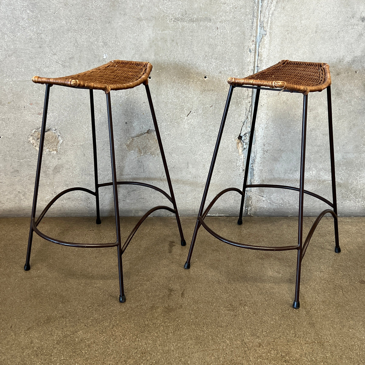 Pair Of Vintage Arthur Umanoff Style Counter Height Barstools
