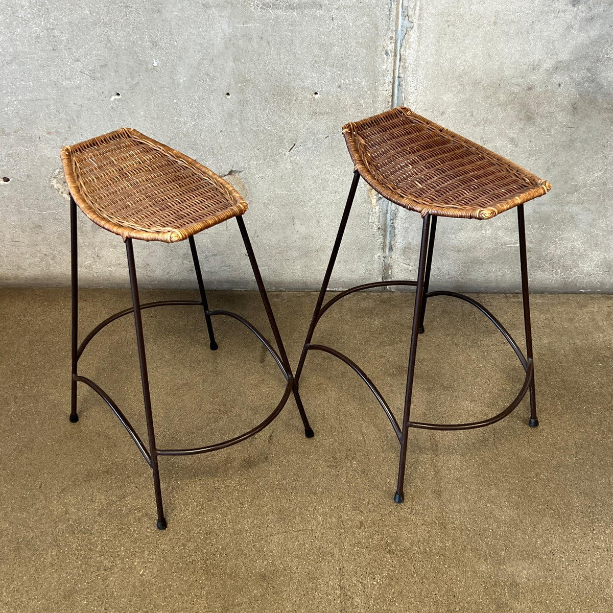 Pair Of Vintage Arthur Umanoff Style Counter Height Barstools