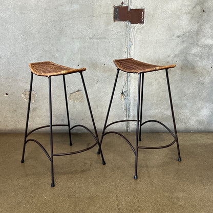 Pair Of Vintage Arthur Umanoff Style Counter Height Barstools