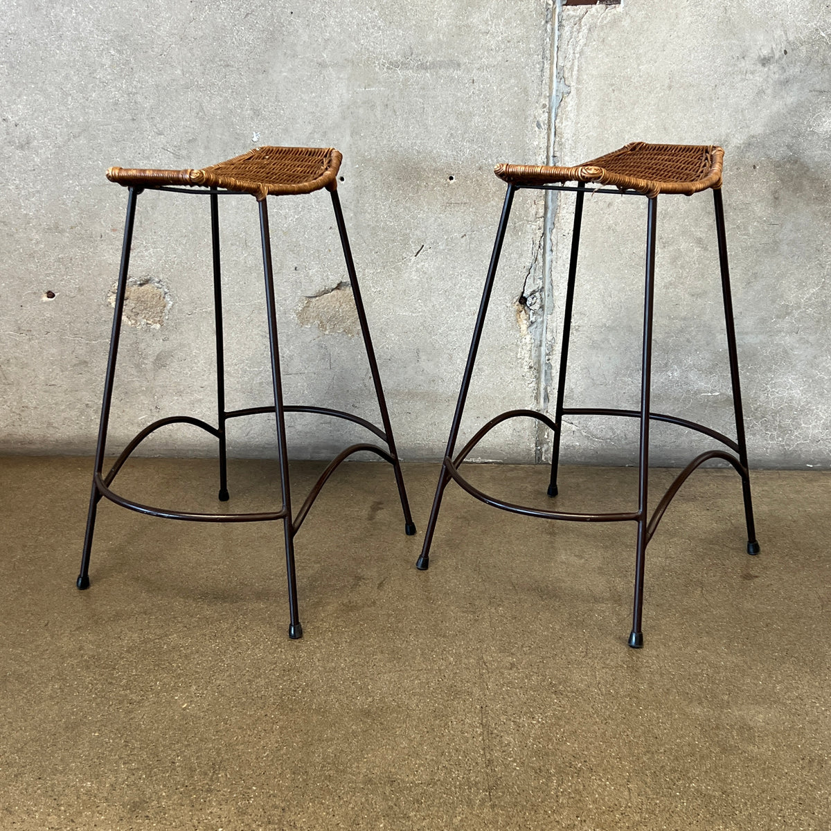 Pair Of Vintage Arthur Umanoff Style Counter Height Barstools