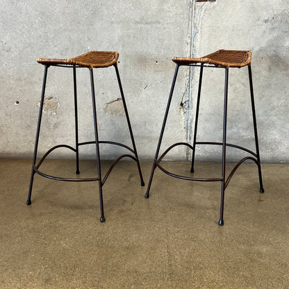 Pair Of Vintage Arthur Umanoff Style Counter Height Barstools